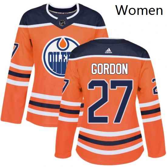 Womens Adidas Edmonton Oilers 27 Boyd Gordon Authentic Orange Home NHL Jersey